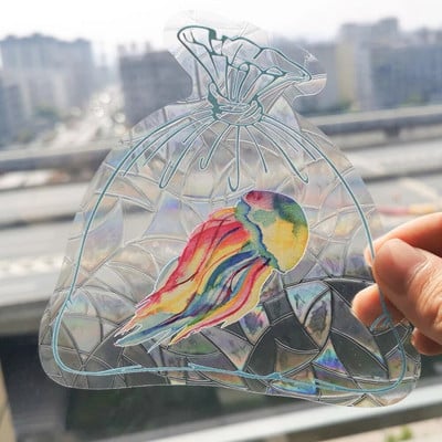 3D vikerkaare päikesepüüdja seinakleebised valguse püüdja PVC aknakile isekleepuv kleebis mootorratta kleebis PVC kile kodukaunistus