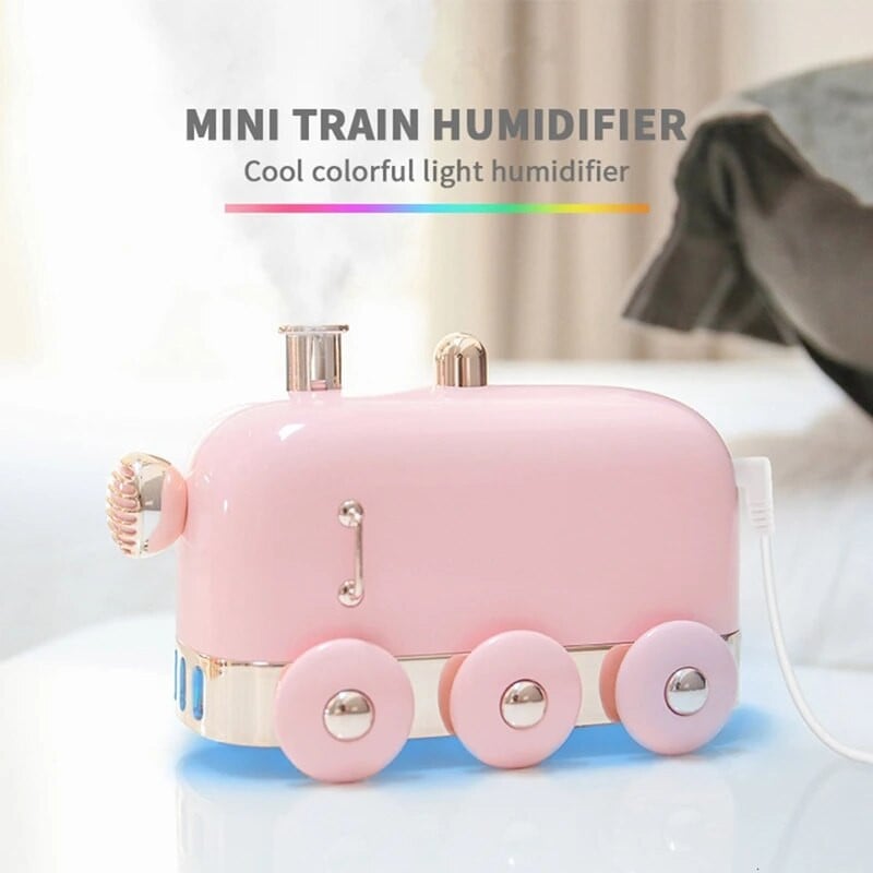 300ml Drėkintuvas Retro Mini Train USB aromatinis oro difuzorius eterinių aliejų rūko formuotojas su spalvota LED lempute