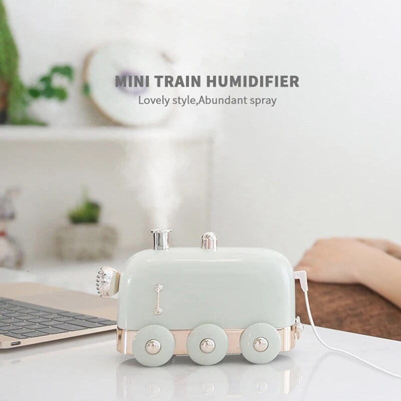 300ml Drėkintuvas Retro Mini Train USB aromatinis oro difuzorius eterinių aliejų rūko formuotojas su spalvota LED lempute