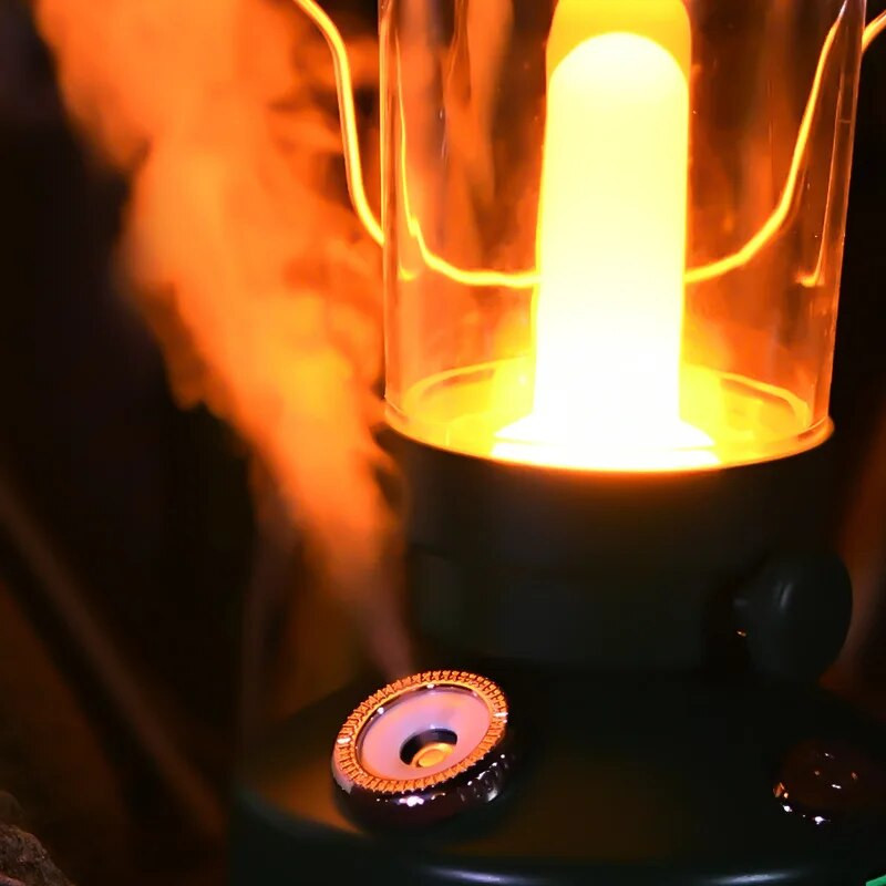 Juhtmevaba õhuniisutaja matkalamp Aroomiteraapia difuusor LED-valgusega USB-laetav retro petrooleumilampide udumasin kodu jaoks