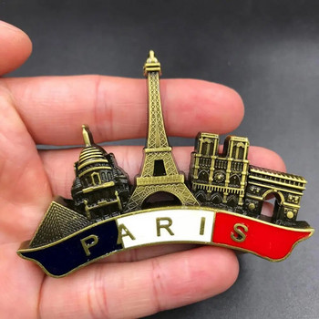 3D френски парижки хладилник, метален сувенирен магнит, ръчно изработен занаят, туристическо пътуване, градска колекция, писмо, стикер за хладилник