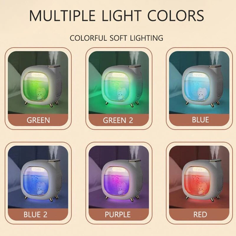 USB aroma difuzor Slatki ovlaživač zraka s dvostrukom mlaznicom 500 ml kućni ovlaživač zraka s noćnim svjetlom, difuzorom eteričnog ulja arome
