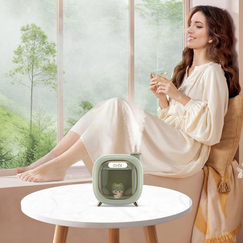 USB aroma difuzor Slatki ovlaživač zraka s dvostrukom mlaznicom 500 ml kućni ovlaživač zraka s noćnim svjetlom, difuzorom eteričnog ulja arome