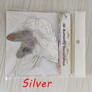 12db/készlet Színátmenetes üreges 3d pillangós fali matrica esküvői dekorációhoz nappali ablak lakberendezési arany ezüst pillangók