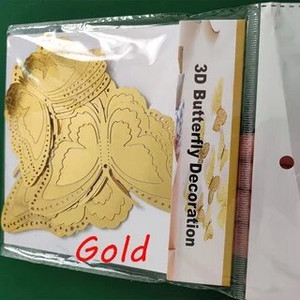 12db/készlet Színátmenetes üreges 3d pillangós fali matrica esküvői dekorációhoz nappali ablak lakberendezési arany ezüst pillangók