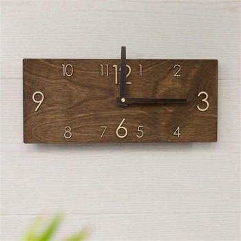 Правоъгълен дървен стенен часовник 3D големи висящи часовници Ретро креативен домашен хол Стенен часовник за офис декорация Кварцов часовник