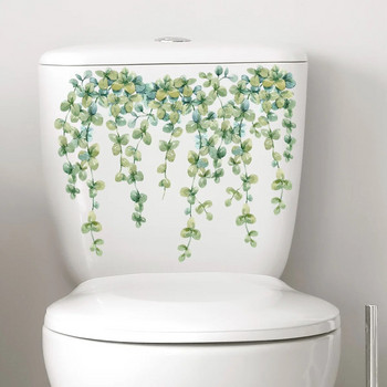 Πράσινα φύλλα φυτού αυτοκόλλητο τουαλέτας WC Αυτοκόλλητα αυτοκόλλητα τοιχογραφίας μπάνιου Αυτοκόλλητο τοίχου λουλούδι Διακοσμητικά αυτοκόλλητα σπιτιού