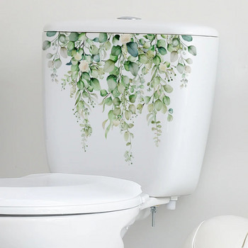 Πράσινα φύλλα φυτού αυτοκόλλητο τουαλέτας WC Αυτοκόλλητα αυτοκόλλητα τοιχογραφίας μπάνιου Αυτοκόλλητο τοίχου λουλούδι Διακοσμητικά αυτοκόλλητα σπιτιού