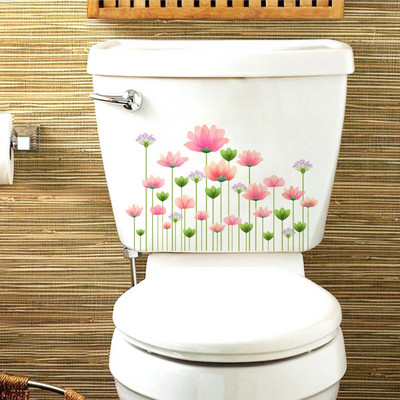 Zöld növénylevelek WC-matrica WC-matrica öntapadó falfestmény matricák fürdőszobai falmatricák virágos otthoni dekorációs matricák