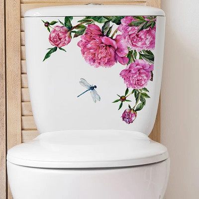 Zöld növénylevelek WC-matrica WC-matrica öntapadó falfestmény matricák fürdőszobai falmatricák virágos otthoni dekorációs matricák