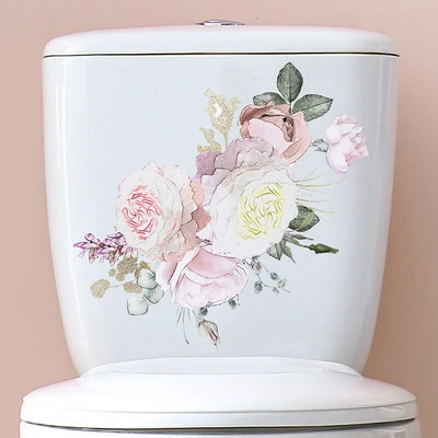 Zöld növénylevelek WC-matrica WC-matrica öntapadó falfestmény matricák fürdőszobai falmatricák virágos otthoni dekorációs matricák