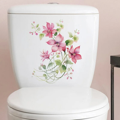 Zöld növénylevelek WC-matrica WC-matrica öntapadó falfestmény matricák fürdőszobai falmatricák virágos otthoni dekorációs matricák