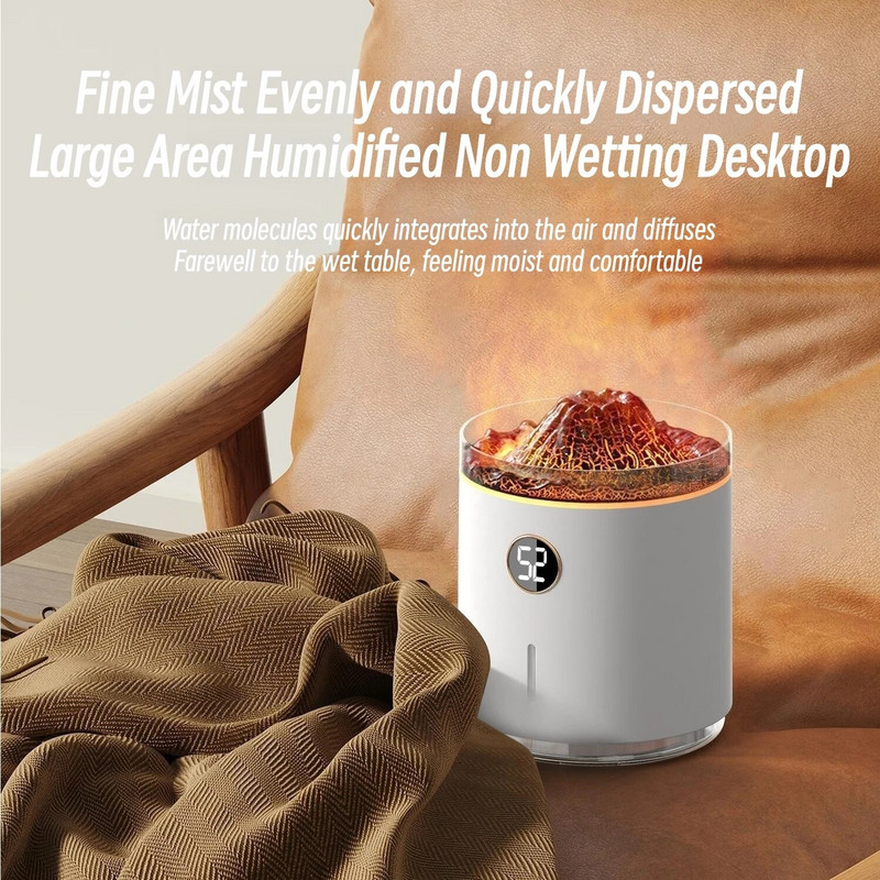 „Volcano Flame“ eterinio aliejaus aromato difuzorius 350 ml dūmų žiedas oro drėkintuvas USB ultragarsinis miglos gamintojas kvepalų mini drėkintuvas