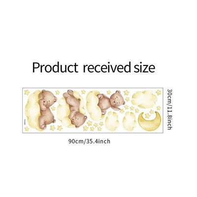 Autocolante de perete pentru copii, 3 culori, desene animate, urs, nori, lună, pentru copii, decor pepinieră, tapet pentru baieți, fete, autocolante de perete