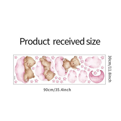 Autocolante de perete pentru copii, 3 culori, desene animate, urs, nori, lună, pentru copii, decor pepinieră, tapet pentru baieți, fete, autocolante de perete