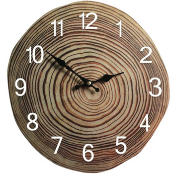 12-инчов стенен часовник с пръстен Акрилни стари дървени зърна Безшумен часовник Прост креативен хол Декорация на коридор Цифрови часовници