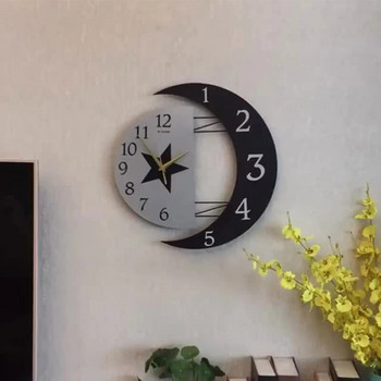 Μοντέρνο ρολόι τοίχου Mute Move Silence Home Sun Moon ρολόι χαλαζία για διακόσμηση τοίχου