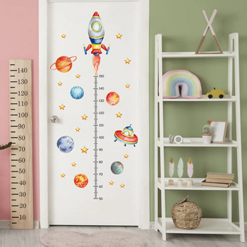 Cartoon Planet Rocket Measurement Height Αυτοκόλλητα τοίχου για Παιδικό Δωμάτιο Βρεφικό Ρολό Ύψος Δωματίου Αγόρι Grow Up Chart Αυτοκόλλητα τοίχου Τοιχογραφία