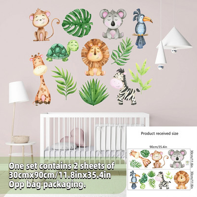 Safari Jungle Woodland Animals Sienų lipdukai Sienos lipdukai berniukams Mergaitėms Kūdikiams Darželis Vaikams Miegamasis Svetainės klasės dekoras