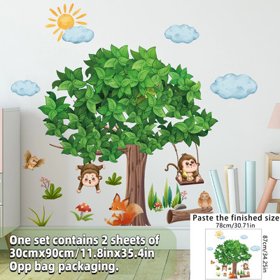 Safari Jungle Woodland Animals Sienų lipdukai Sienos lipdukai berniukams Mergaitėms Kūdikiams Darželis Vaikams Miegamasis Svetainės klasės dekoras