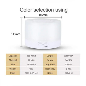 Интелигентен WiFi 500 мл ароматерапевтичен дифузор с етерично масло, овлажнител за въздух, свързване с Tuya, Alexa и Google Home със 7 LED цвята