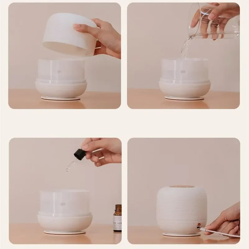 Ultrazvučni ovlaživač zraka od 300 ml, tihi raspršivač arome eteričnog ulja Kućni rashladni ovlaživač zraka s noćnim svjetlom