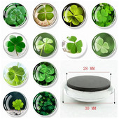 Dobilo magnetas Šaldytuvas Shamrock Lipdukai Keturių lapų dobilas Lucky Glass Dome Šaldytuvo magnetai Šv. Patriko dienos namų dekoro dovanos