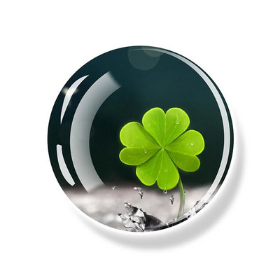 Dobilo magnetas Šaldytuvas Shamrock Lipdukai Keturių lapų dobilas Lucky Glass Dome Šaldytuvo magnetai Šv. Patriko dienos namų dekoro dovanos