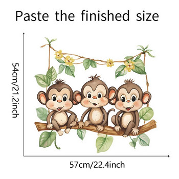 Cute Monkeys on The Branch Αυτοκόλλητα τοίχου για παιδικά δωμάτια Αυτοκόλλητα νηπιαγωγείου Αγόρια Διακόσμηση βρεφικού δωματίου Κινούμενα σχέδια Τοιχογραφία βινυλικής πόρτας μαϊμού