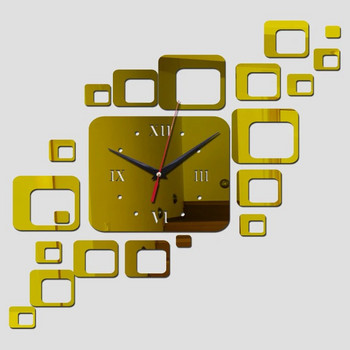 Моден дизайн стенни часовници за хол домашен декор направи си сам огледало акрилен материал стикер за стена геометрични кварцови стенни часовници
