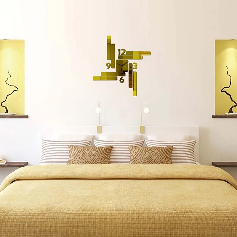 1vnt namų dekoravimas 3D akrilinis stačiakampis veidrodinis sieninis laikrodis pasidaryk pats Madingas sieninis lipdukas Laikrodis be baterijos Svetainė šiuolaikiška