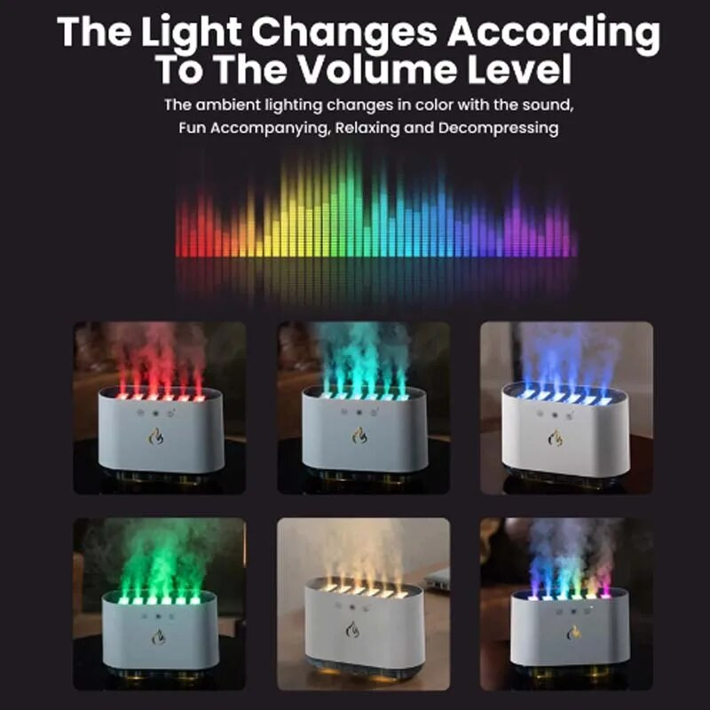 Stroj za aromaterapiju s plamenom u boji Glazbeni dinamički difuzor ovlaživača zraka sa sedam boja