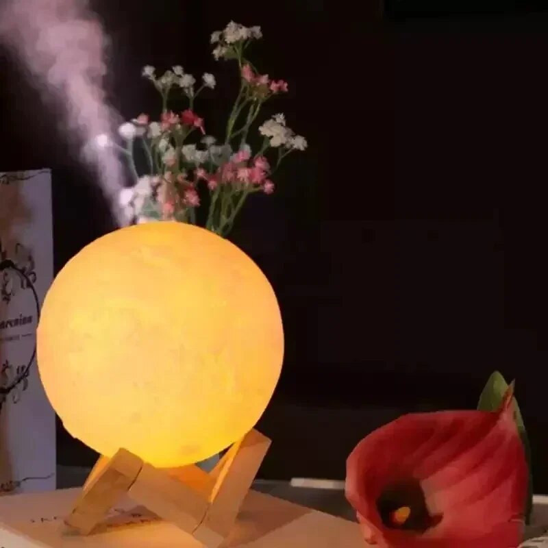 Párásító Aromatizátor Lámpaernyő Full Moon 3D lámpa fénydiffúzor aroma illóolaj USB Ultrahangos