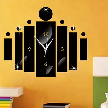 1 τμχ Δημιουργικός τρισδιάστατος ακρυλικός καθρέφτης Ρολόι τοίχου Διακόσμηση σκηνικού σαλονιού Ρολόι σίγασης Personality No Battery Moder