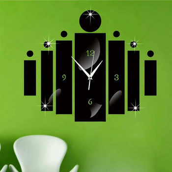 1 бр. Творчески триизмерен стенен часовник с акрилно огледало Декорация на фона на хола Без звук Часовник Личност Без батерия Модер