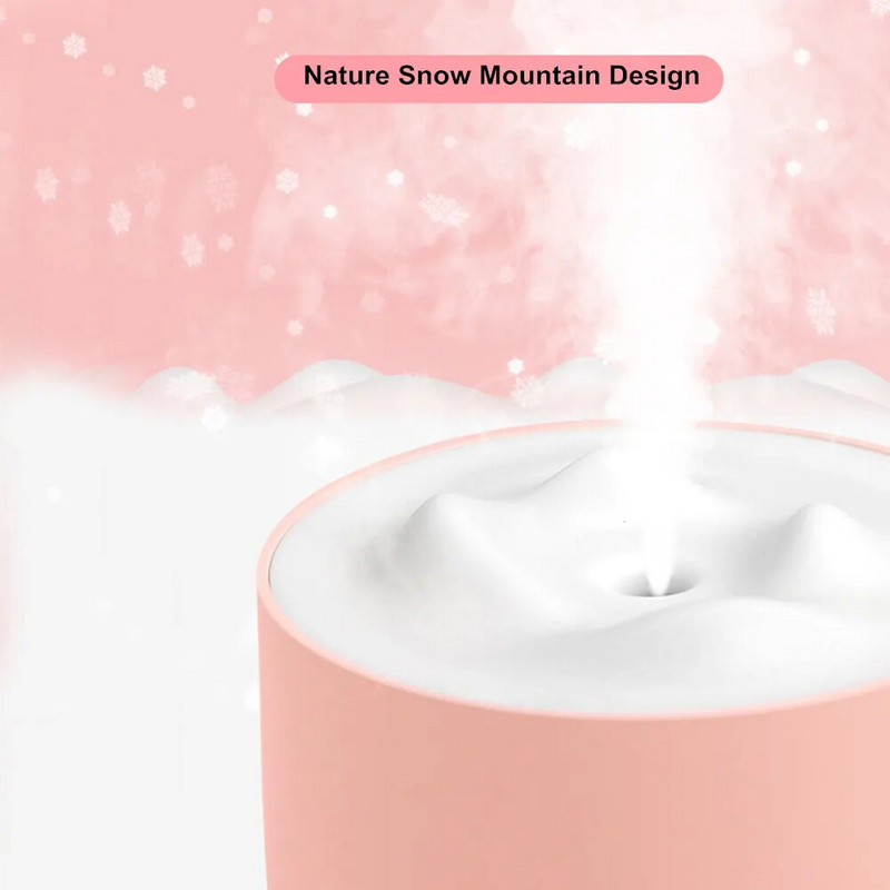 White Snow Mountain ovlaživač zraka 500 ML Ultrazvučni USB Aroma difuzor zraka Umirujuće svjetlo Aromaterapijski ovlaživač Kućni difuzor