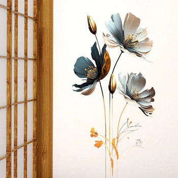 3D Lotus Retro Vinyl PVC Αυτοκόλλητα τοίχου Λουλούδι Σαλόνι Υπνοδωμάτιο Διακόσμηση τοίχου Αισθητική ταπετσαρία διακόσμησης σπιτιού Αυτοκόλλητα λουλουδιών