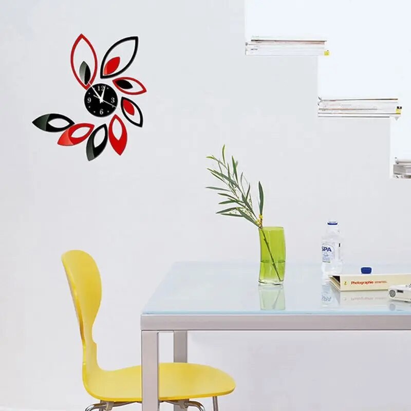 3D laikrodis Lotus „pasidaryk pats“ menas akrilinis veidrodinis sieninis lipdukas TV fonas namų dekoravimas