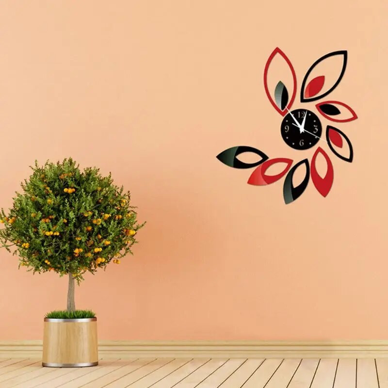 3D laikrodis Lotus „pasidaryk pats“ menas akrilinis veidrodinis sieninis lipdukas TV fonas namų dekoravimas