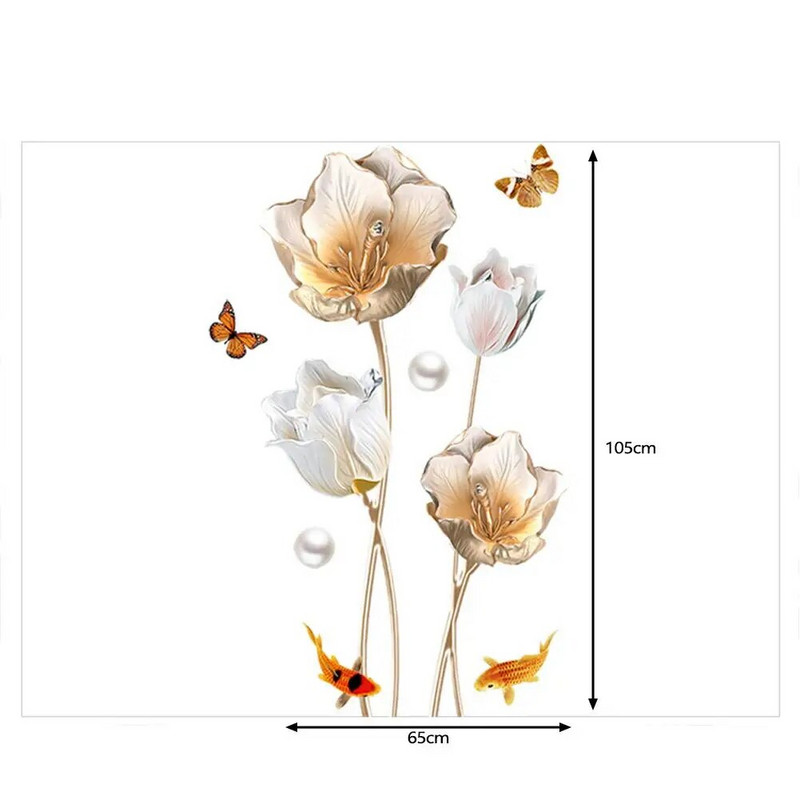 Fali matricák Tulipán Virág 3D Háromdimenziós Hálószoba Kreatív Öntapadó Vízálló Éjjeli Fürdőszoba Esztétikus Szobadekoráció