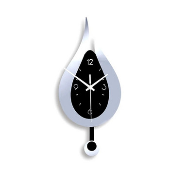 Модерен стенен часовник с дизайн на капки вода Творчески акрилен часовник с махало за дома, спалнята, хола, декорация на офиса, времето за заглушаване