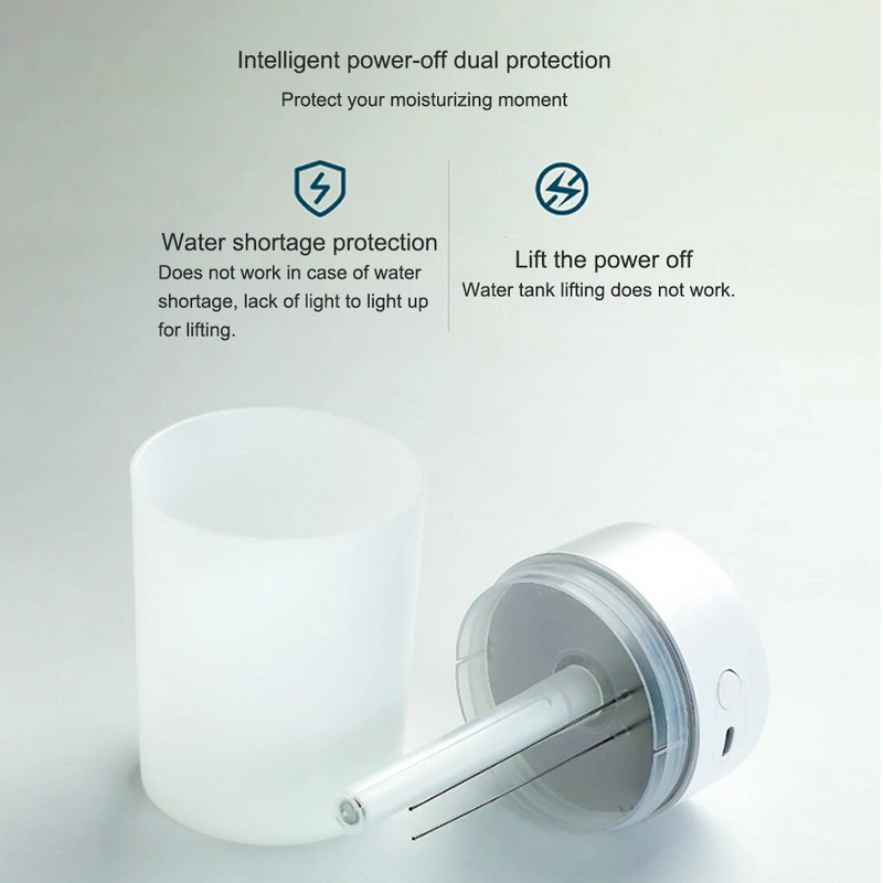 Prijenosni ovlaživač zraka od 260 ml, ultrazvučni mini ovlaživač zraka za automobil, aromaterapijski difuzor, raspršivač, USB raspršivač eteričnog ulja, LED svjetiljka