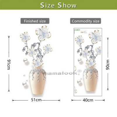 Fali matrica Virágmintás Öntapadó Lakásdekoráció Elegáns Négylevelű Lucky Fűváza Falmatrica Tapéta Otthon Art