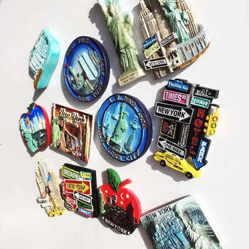 Нови Съединени щати Ню Йорк Хуманитарни науки Пейзаж Туризъм Сувенирни магнити за хладилник Смола Ръчно рисуван магнит Стикер за хладилник