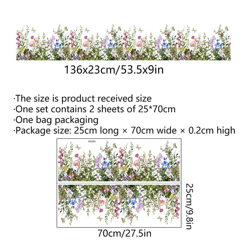 Cvjetajući cvijet calamusa leptir zidne naljepnice za podnožje ukrasne biljke Mural Art Diy Home Decal Pastoralni pvc poster