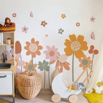 Фантастични цветя, пеперуди, стикери за стена за магазин, офис, домашна декорация на первази, растения, стенописи, PVC стикери, пасторален плакат