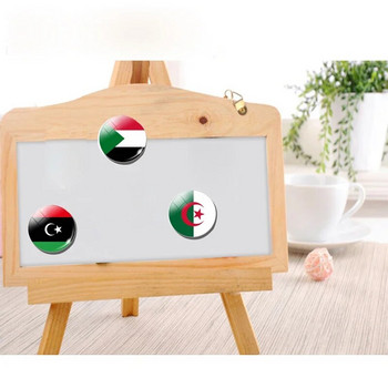 Флаг на Мароко 30 мм магнит за хладилник Северна Африка Египет Судан Либия Тунис Алжир Стъклени магнитни стикери Държач Декорация на хладилник