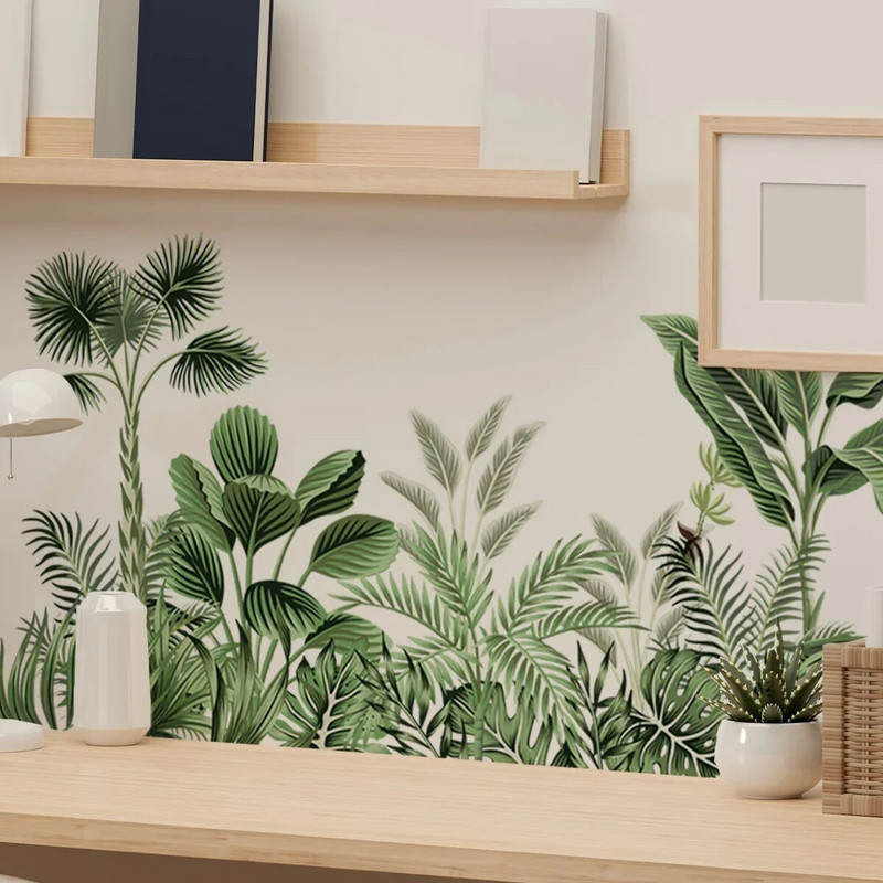 Lipdukas Sieninis lipdukas Virtuvė Svetainės apdaila Žalia namų lapai Drėgmei atsparus PVC augalas Nuimamas lipnus