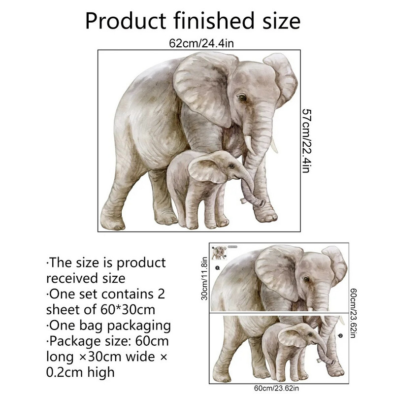 Zidna naljepnica sa slonom iz crtanih filmova za dječju sobu Dekoracija zidova Pozadinska zidna i zidna umjetnička naljepnica za sobu
