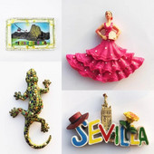 Hispaania reisivad külmikumagnetid Sevilla Malaga Tenerife Picos de Europa Benidorm Mallorca Menorca Ibiza turistide suveniirid